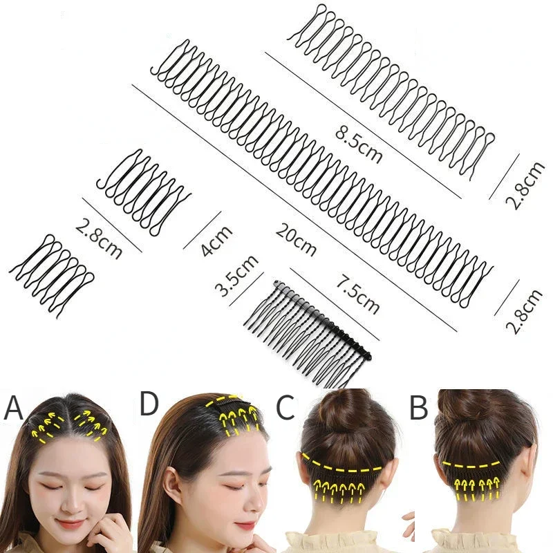 보이지 않는 깨진 머리 머리핀 스타일링 액세서리 뱅 고정 삽입 빗 여성 성인 티아라 도구 롤 커브 바늘 전문