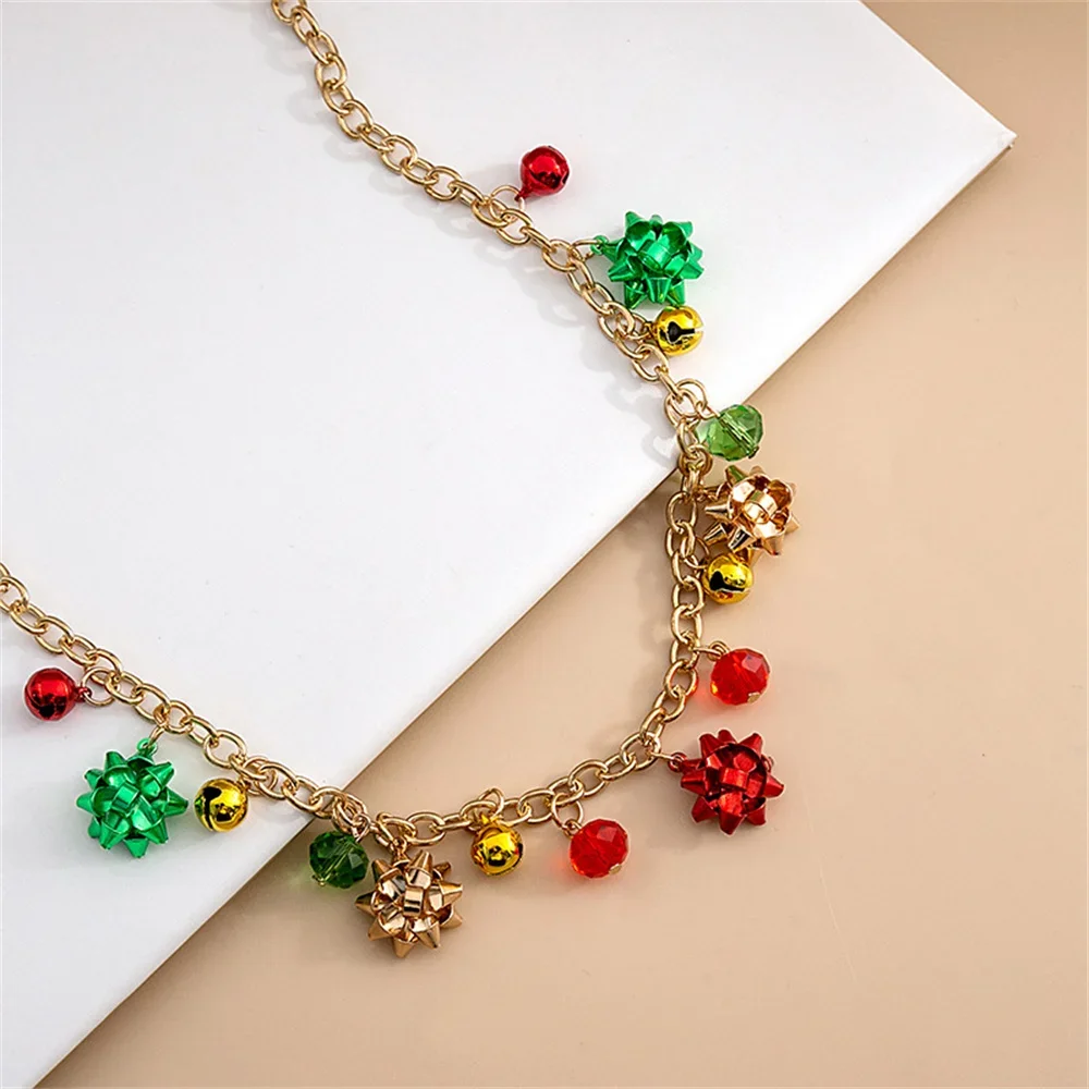 

Delicate Colorful Bell Necklace for Women Girls Cute Cartoon Flower Pendant DIY Jewelry Accessories Christmas Gift Couple Gifts
