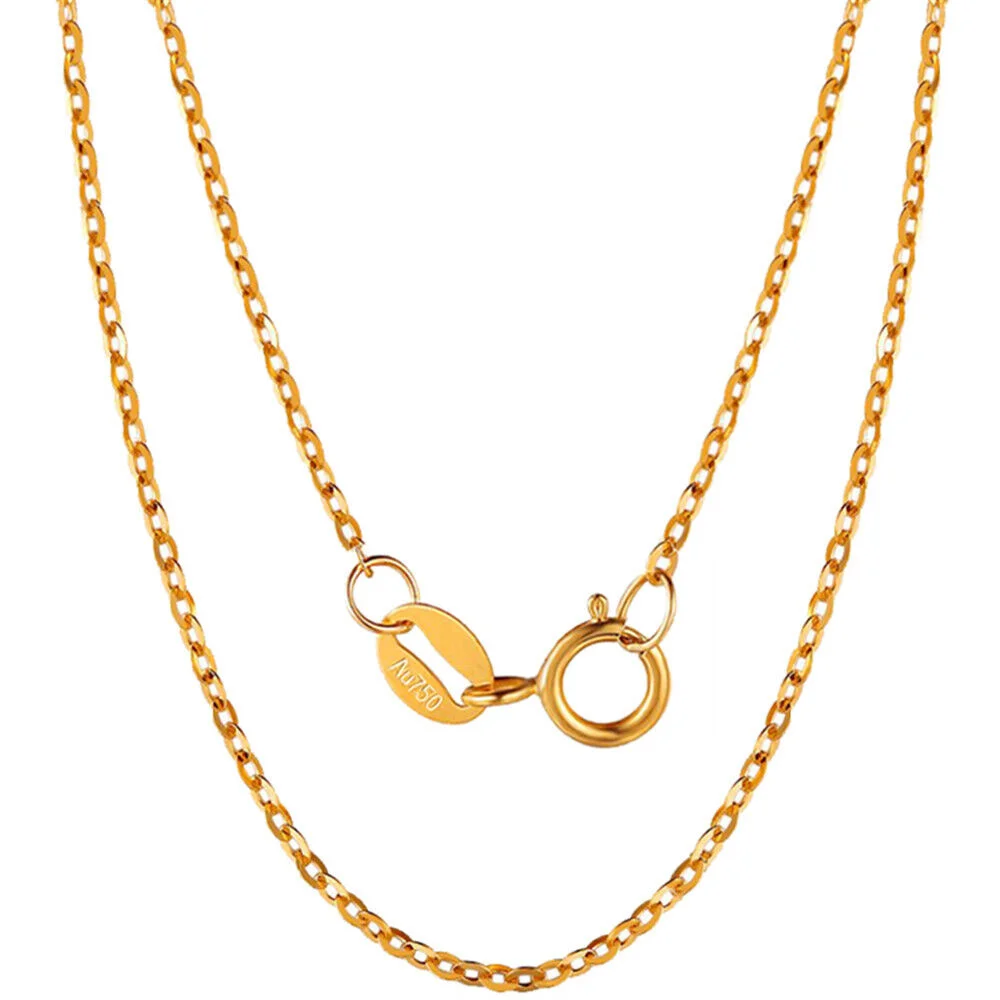 

Real Au750 Pure 18K Yellow Gold Chain Women Lucky Thin O Link Necklace 16-24inch