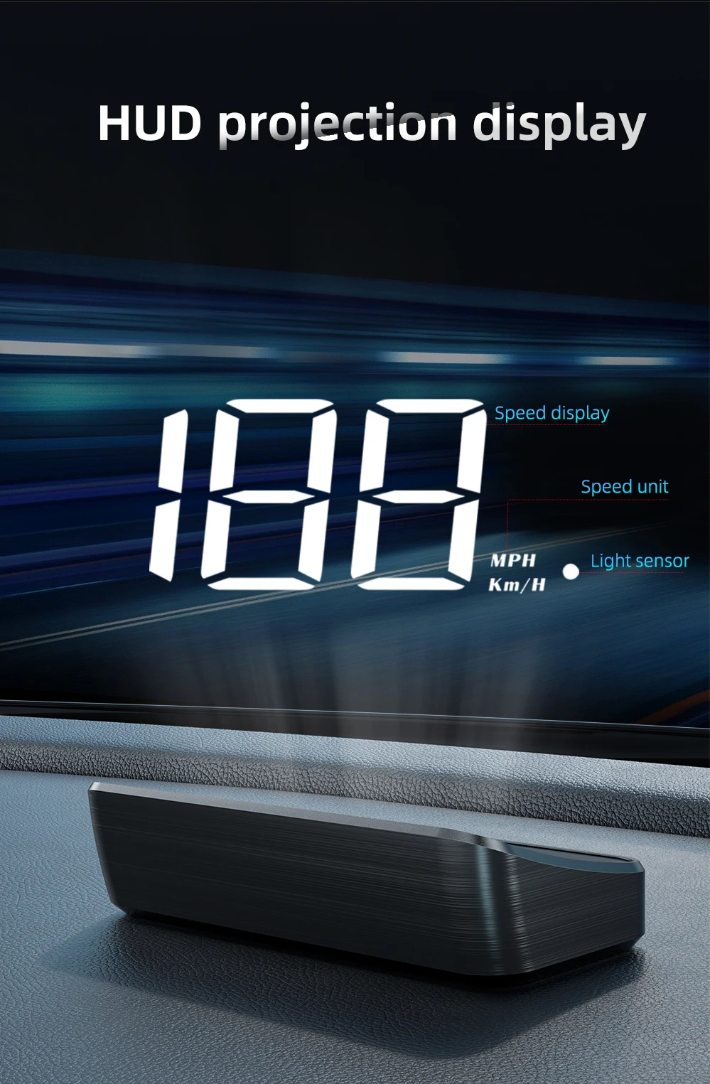 M2 GPS Head Up Display Geschwindigkeit Auto Tachometer mit Alarm Windschutzscheibe Projektor KMH Große Schrift Geschwindigkeit Elektronik Zubehör – Detail 2