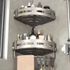 Bathroom Space Aluminum Storage Rack Non Perforated Bathroom Wall Hanging Corner Storage Rack, Gun Gray Triangular Basket 3
