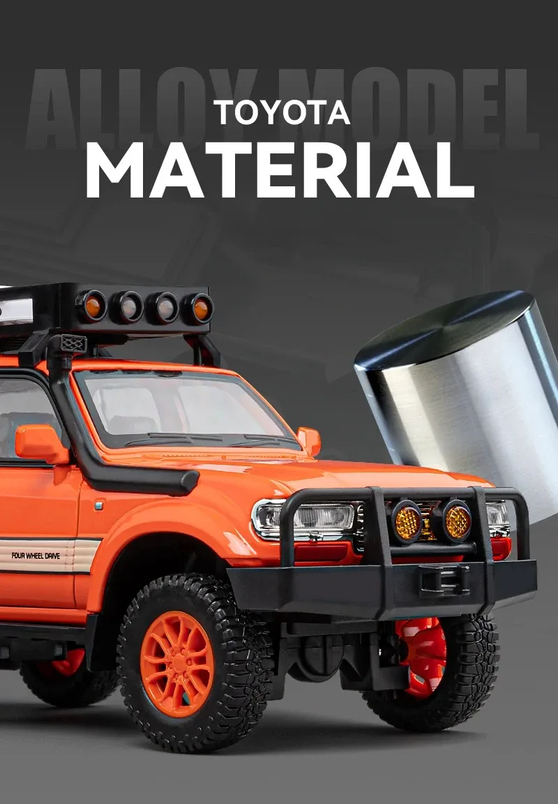 1:24 Toyota Land Cruiser Lc80 Suv Alloy Miniature Car Diecast Metal Scale Car Model Sound＆Light Children Toy Collection Vehicle