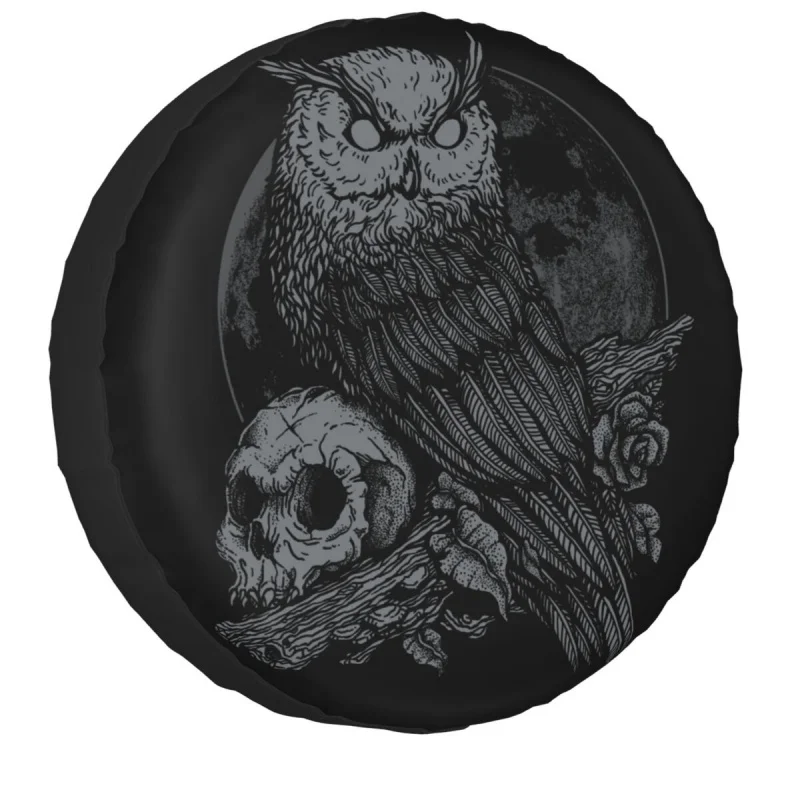 

Night Watcher Spare Tire Cover Case Bag Pouch for Jeep Hummer Skull Owl Car Wheel Protectors Accessories 14" 15" 16" 17"