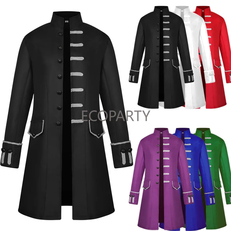 

Men's Steampunk Vintage Tailcoat Jacket Gothic Victorian Frock Coat Uniform Halloween Costume Size S-3XL
