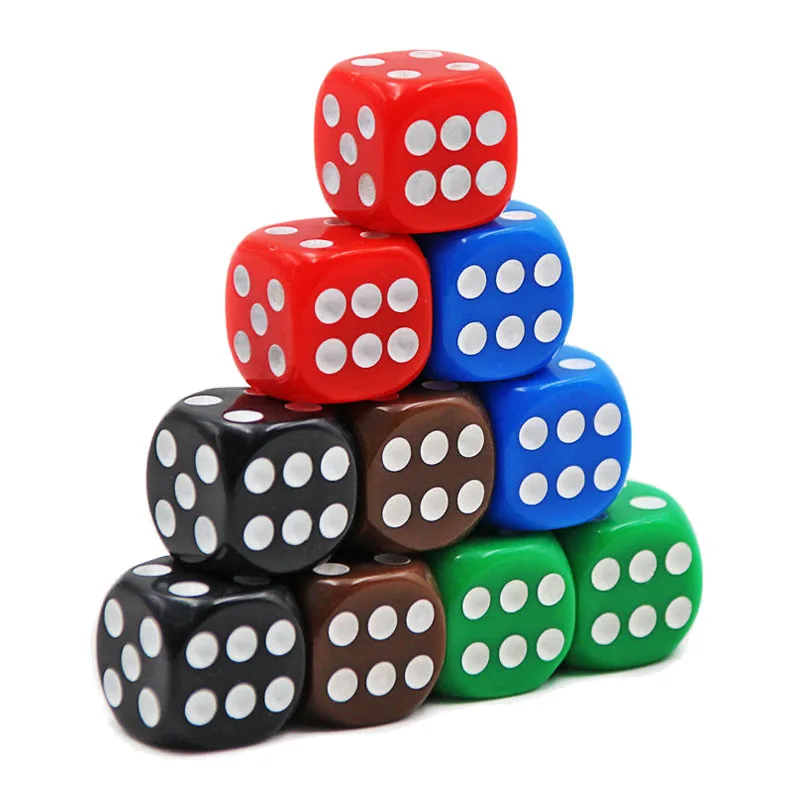 Game Dice 10Pcs 16mm Six Sided Spot D6 Playing Games Dice Set Opaque Dice For Bar Pub Club Party Board Game