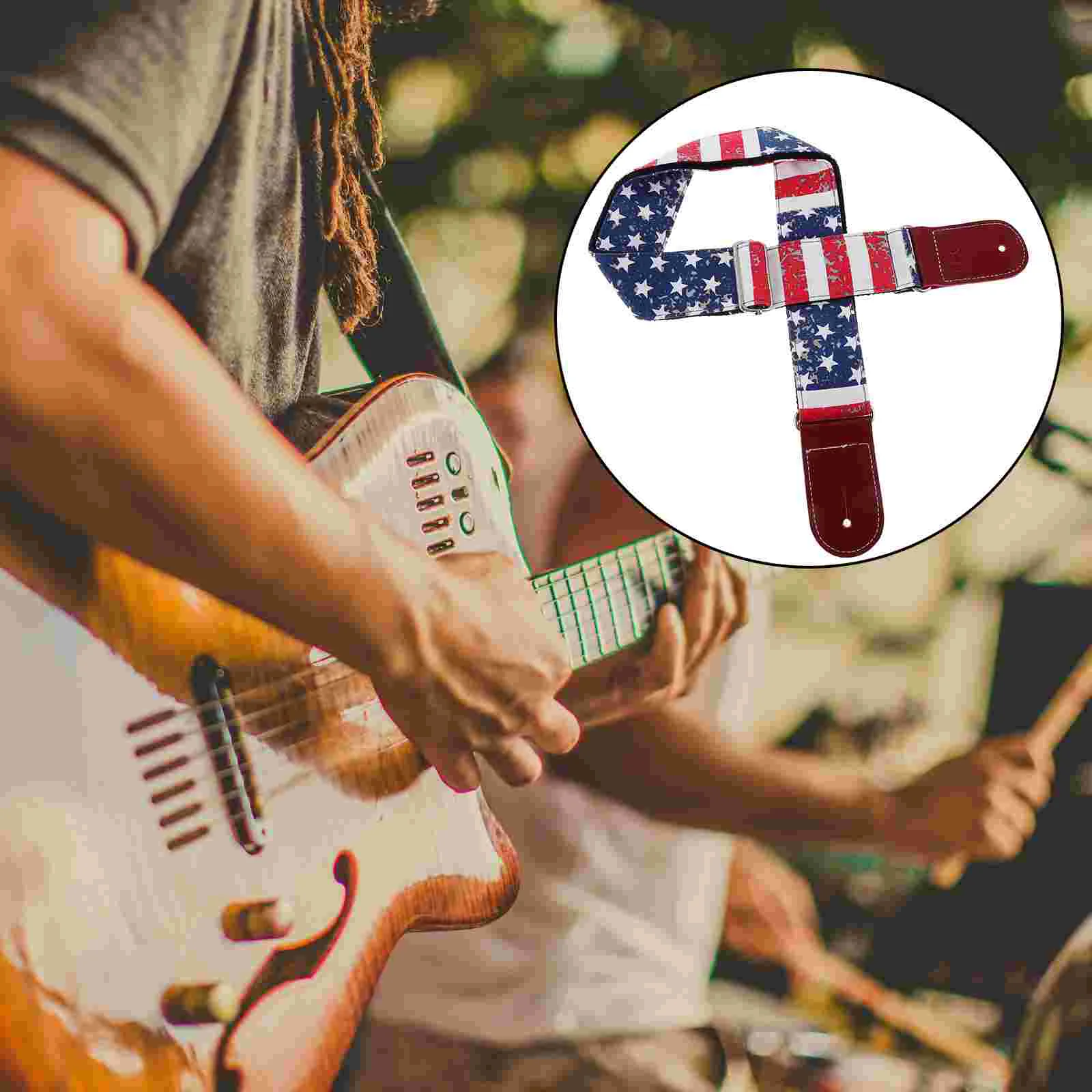 

Printed Guitar Strap Bass Sling Replacement Belt Suspend Electric Cotton Crossbody Bag Musical Instruments