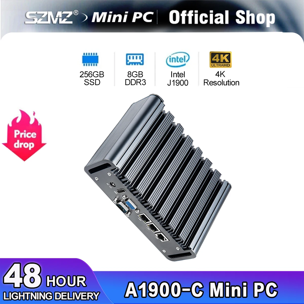 

SZMZ безвентиляторный мини-ПК Celeron A1900 DDR3 8G 256 ГБ четырехъядерный гигабитный Ethernet, HD VGA двойной дисплей Windows 10 мини-ПК игровой Linux