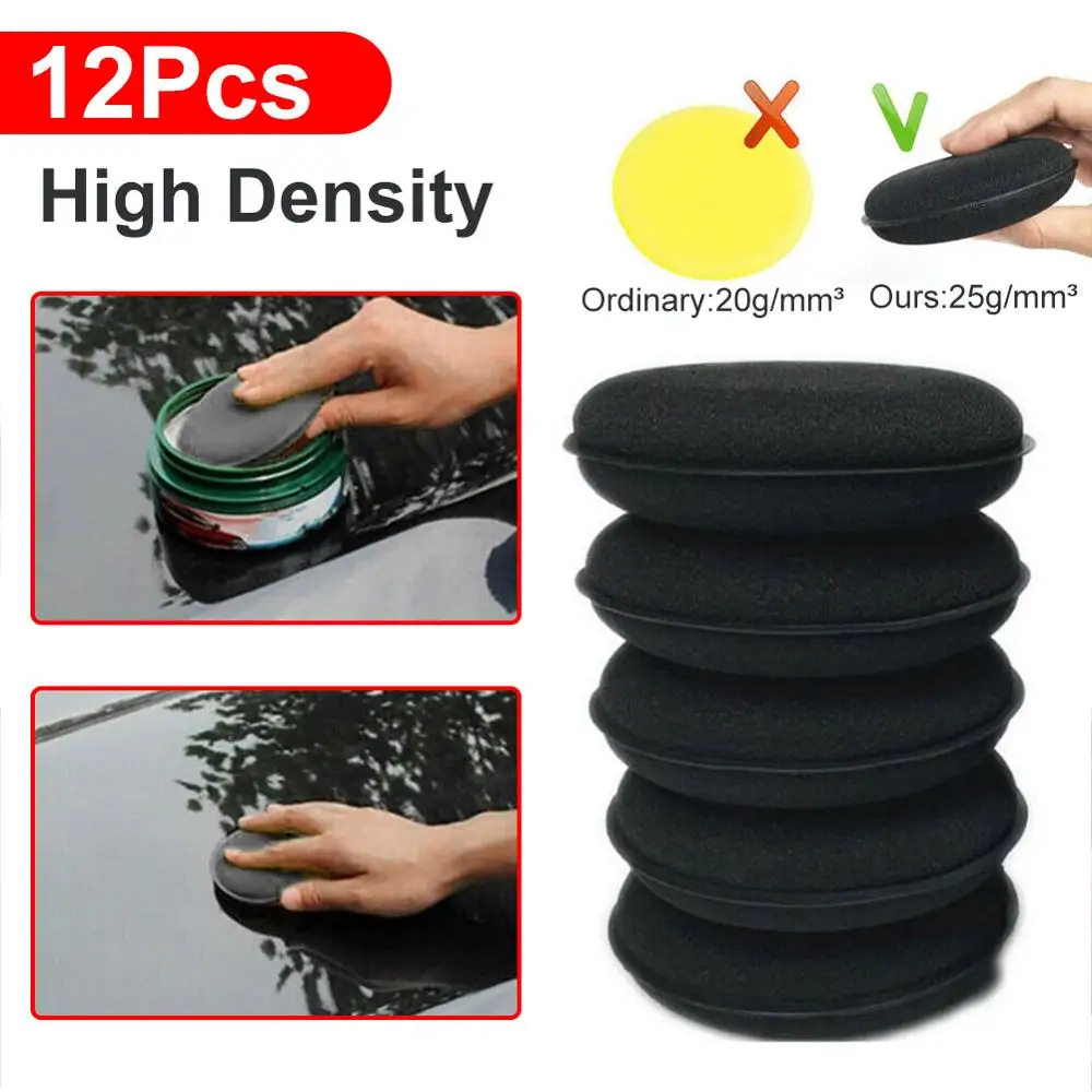 

12PCS Car Waxing Polish Foam Sponge Wax Applicator Cleaning Detailing Pads Kit High Density Ultra Thick Foam Sponges