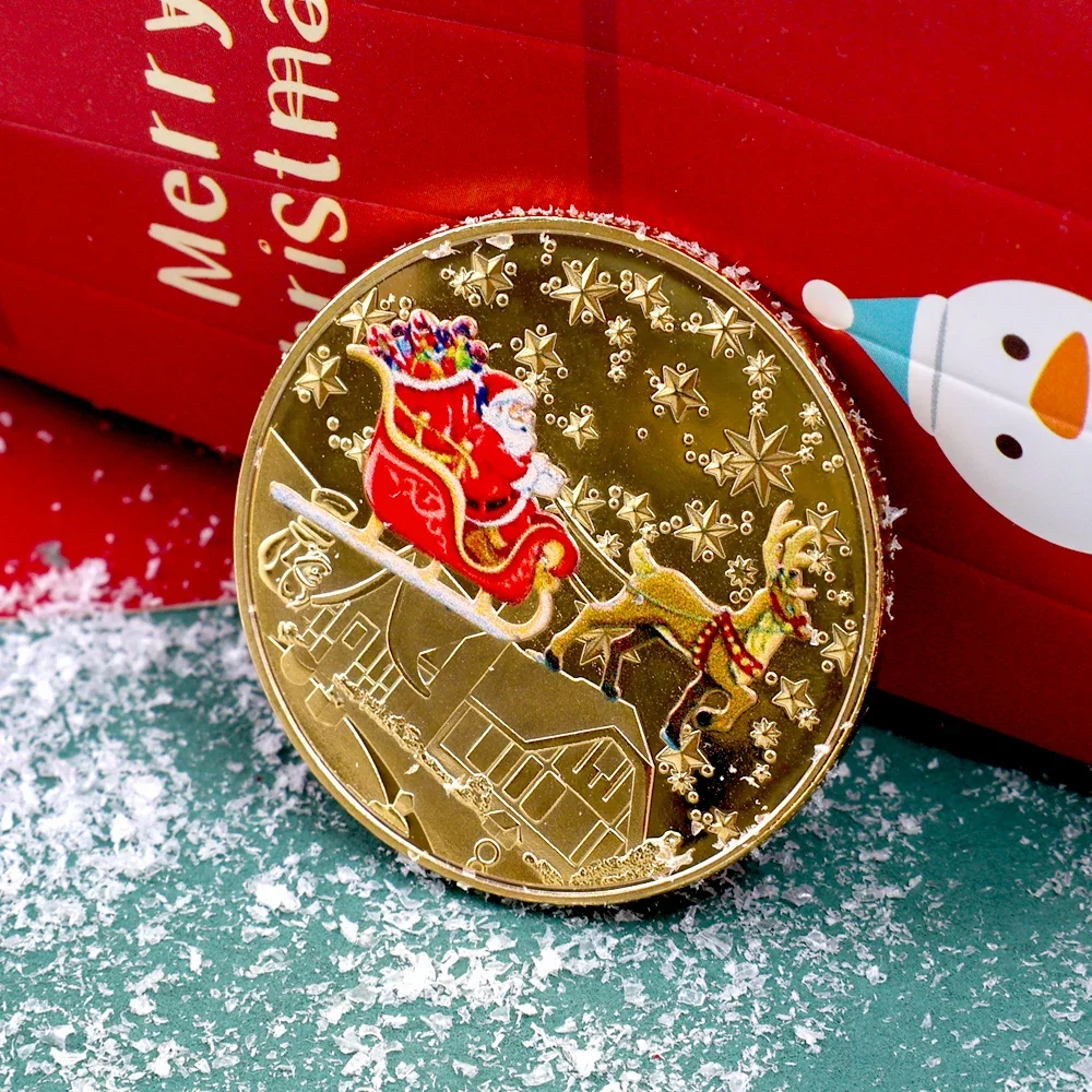 

Christmas Collectible Santa Claus Commemorative Non-currency Coin Crafts Alloy Souvenirs Wishing Coins Room Decoration Kid Gifts