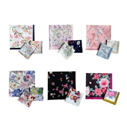 45x45cm Women Handkerchief Colorful Hankies Pocket Floral Pattern Square Hijab