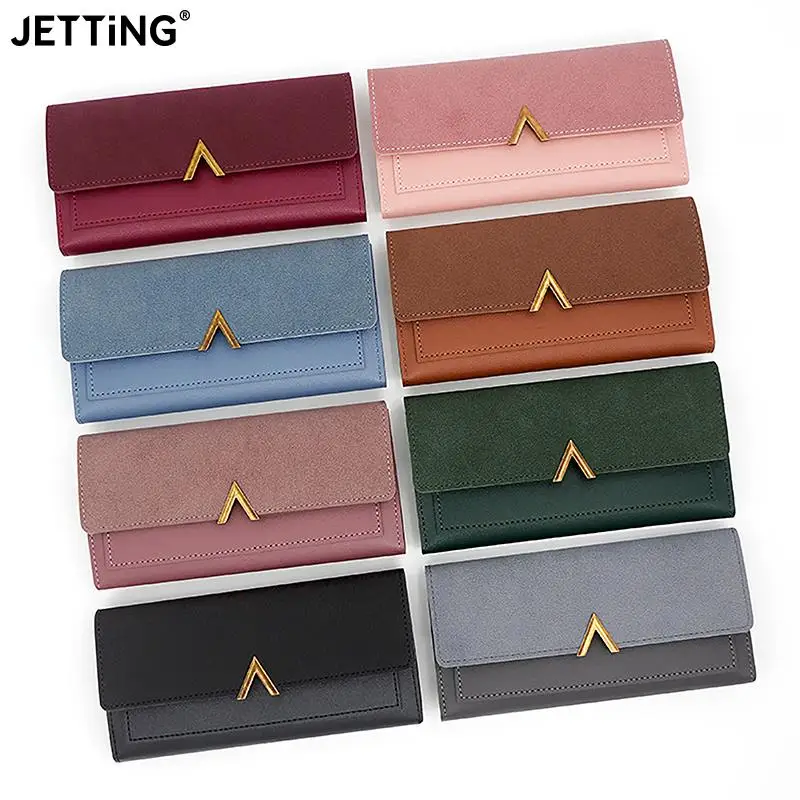 

Fashion Women's Frosted Purse Mixed Color Leather Handbag High-capacity Wallet Money Change Pouch Credit Card Clips