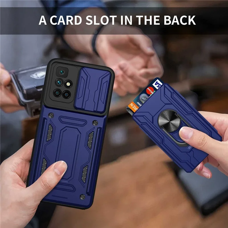 Luxury Shockproof Case with Rotation Metal Ring Stand and Card Slot