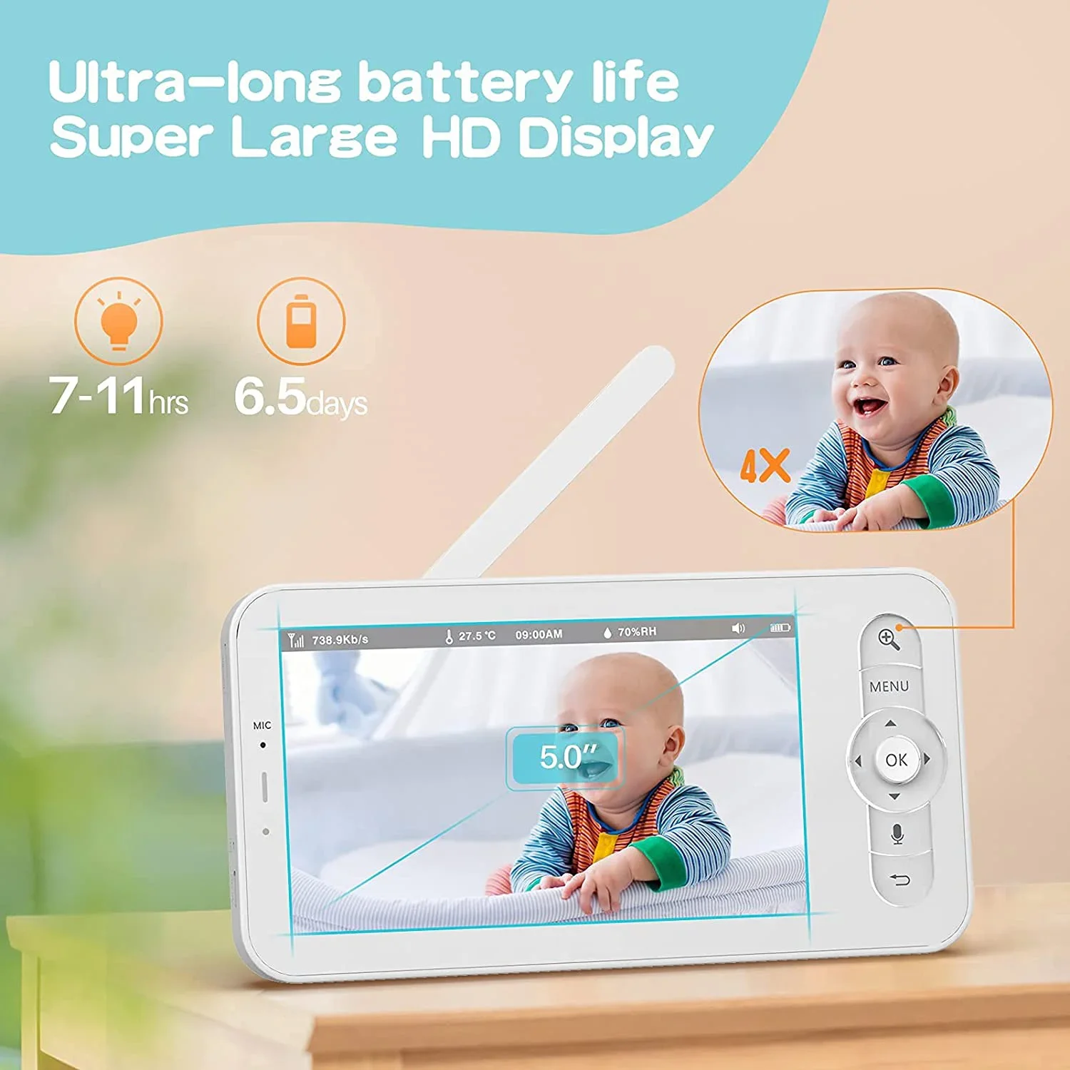 Video Baby Monitor Baby Monitor Mobile & Screen Control 4x Zoom Little Kids Video Camera Night Vision Baby Accessories Newborn Gadets Radіo Nanny