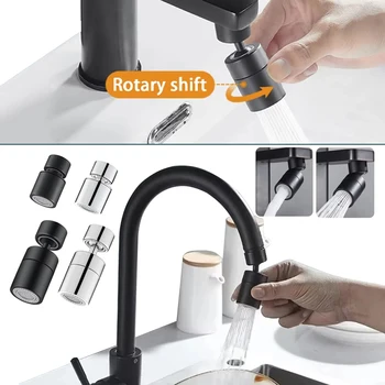 ตัวกรองหัวสเปรย์ก๊อกน้ําห้องครัวปรับได้ 360 °   Rotary Splashback Tap หัวฉีด Bubbler อ่างล้างจานก๊อกน้ํา Aerator ห้องน้ํา Fit 1