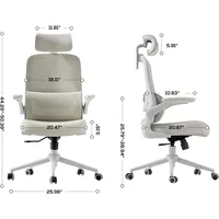 Ergonomic Office Chair, Desk Chair with Adjustable Lumbar Support, Home Office Desk Chair with 2D Headrest, Flip-up Armrest 2