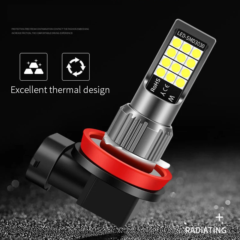 정품 소켓 H7 H11 9005 HB3 9006 HB4 880 881 LED 안개등, 2 가지 모드 헤드라이트 전구, 주간 운전 주행등, 2 개