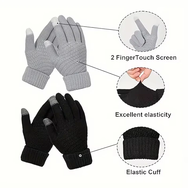 Thermal touchscreen gloves for winter outdoor skiing fishing hiking windproof anti-slip elastic cuff