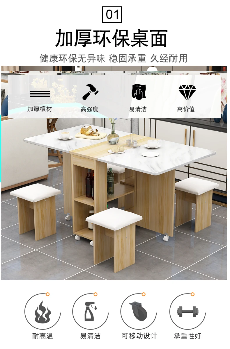 Folding Dining Table Set 4 Chairs Italian Nordic Luxury Dining Table Decorate Simple Mesas Y Sillas De Comedor Kitchen Furniture