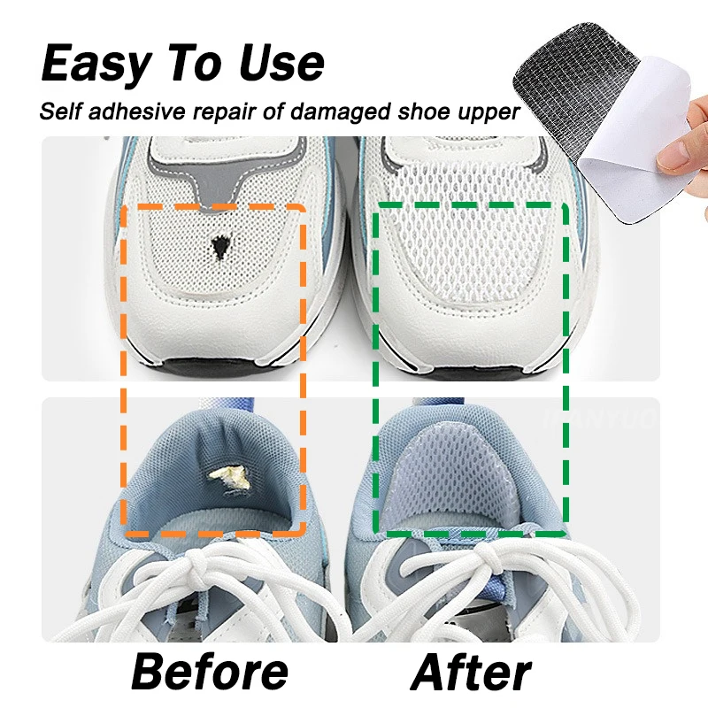 2/4/10Pcs Adhesive Mesh Sports Heel Cups Shoe Pads Patch For Sneakers Heel Protector Foot Care Mesh Repair Patches For Man Woman