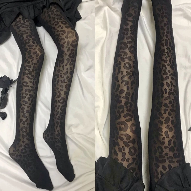 Women Summer Sexy Thin Black Pantyhose Vintage Leopard Animal Printed  Jacquard Sheer Tights Stockings Cosplay Leggings - AliExpress