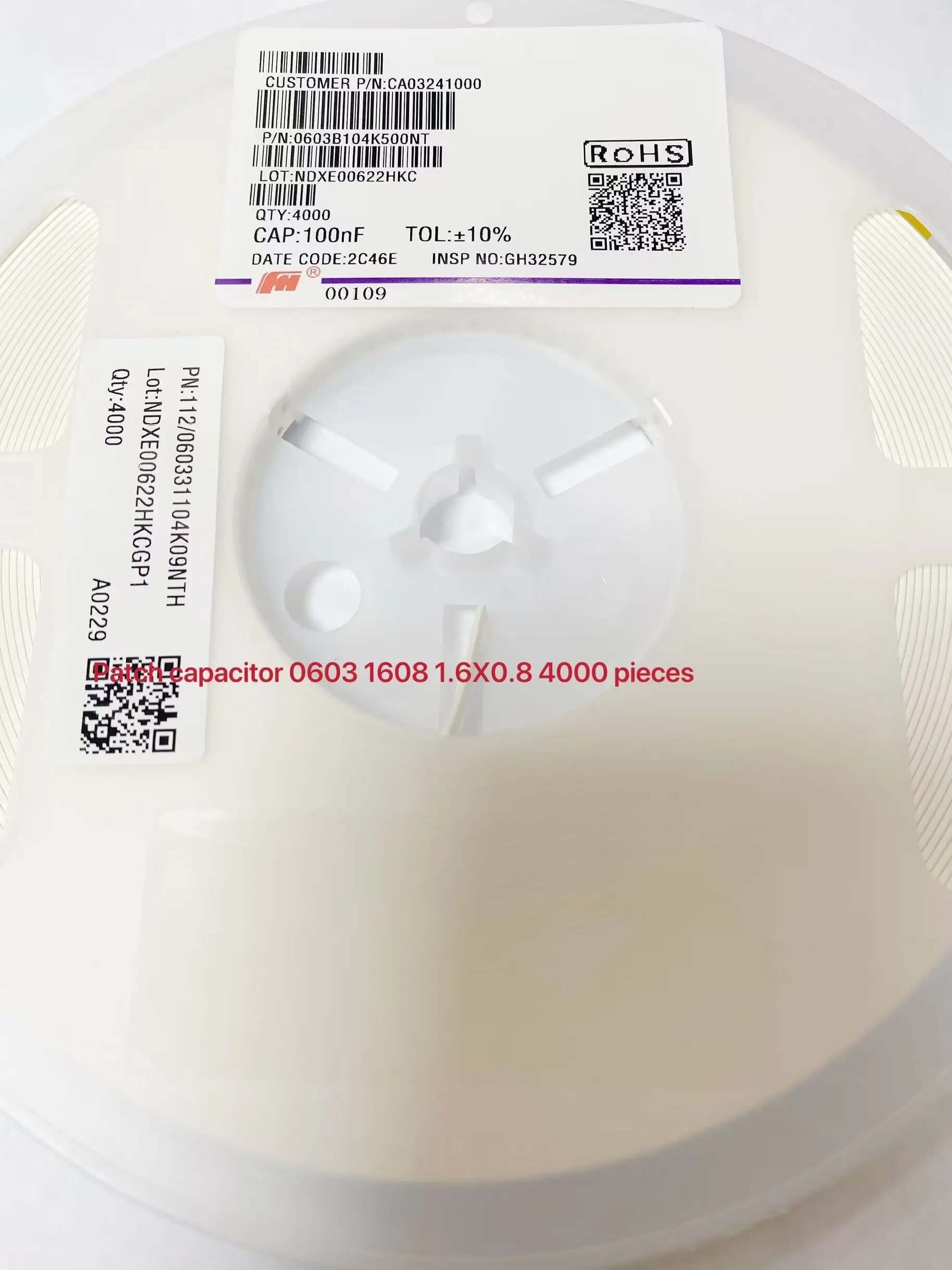 

4000 шт./партия, керамические конденсаторы 0603 0,1 UF 100NF 10% 50V X7R CC0603KRX7R9BB104 0603B104K500NT GRM188R71H104KA93D