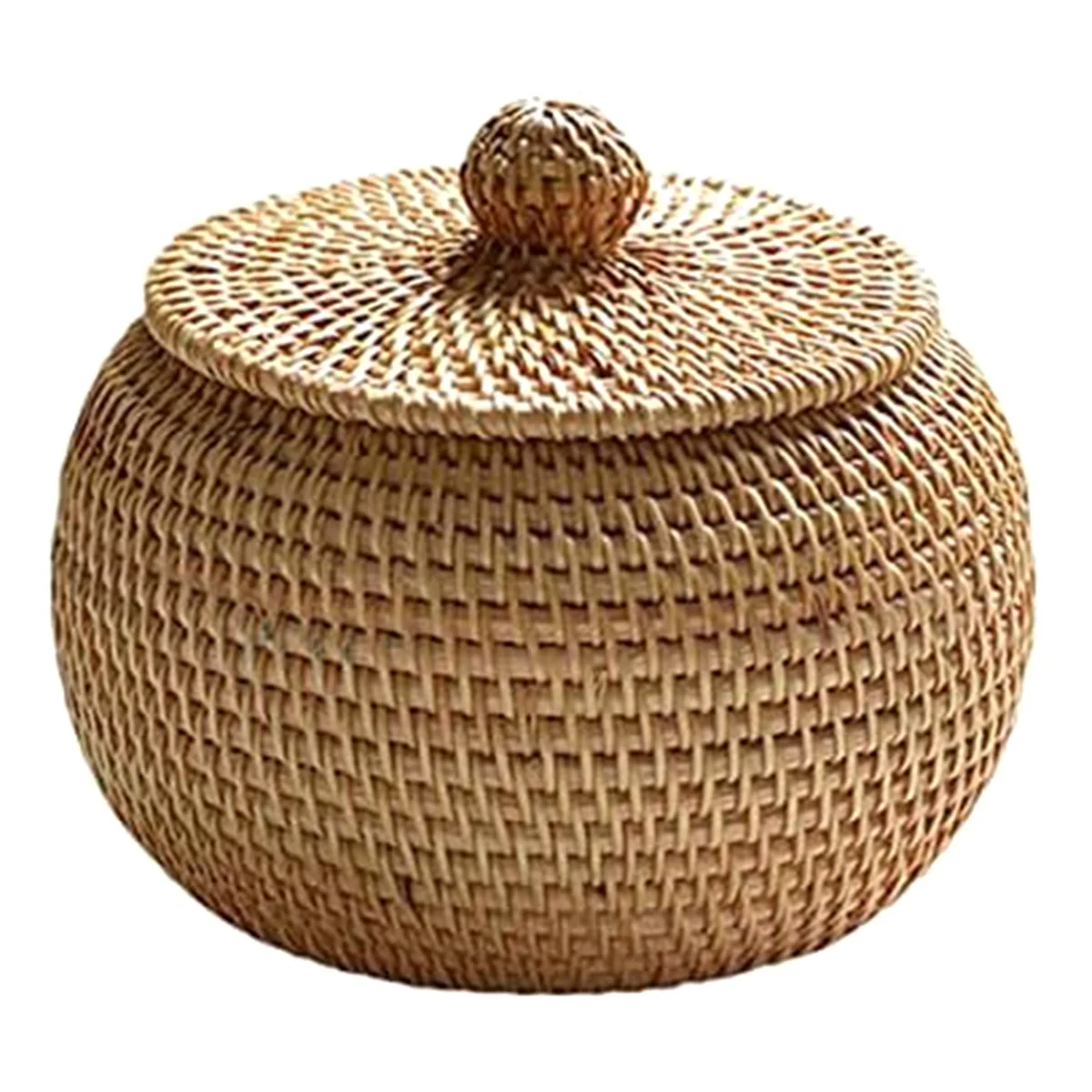 

Круглая коробка из ротанга с крышкой, ручная плетеная коробка для хранения, многофункциональная Женская корзина для хранения, украшение для дома