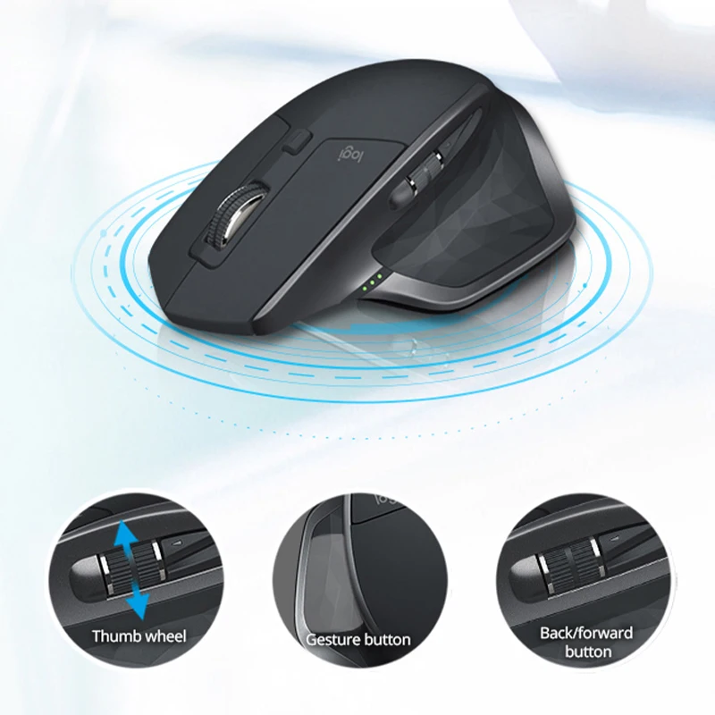 로지텍 MX 마스터 2S BLE 무선 마우스, 4000DPI, 듀얼 모드 연결, 인체공학적 디자인, 긴 배터리 수명, 사무용