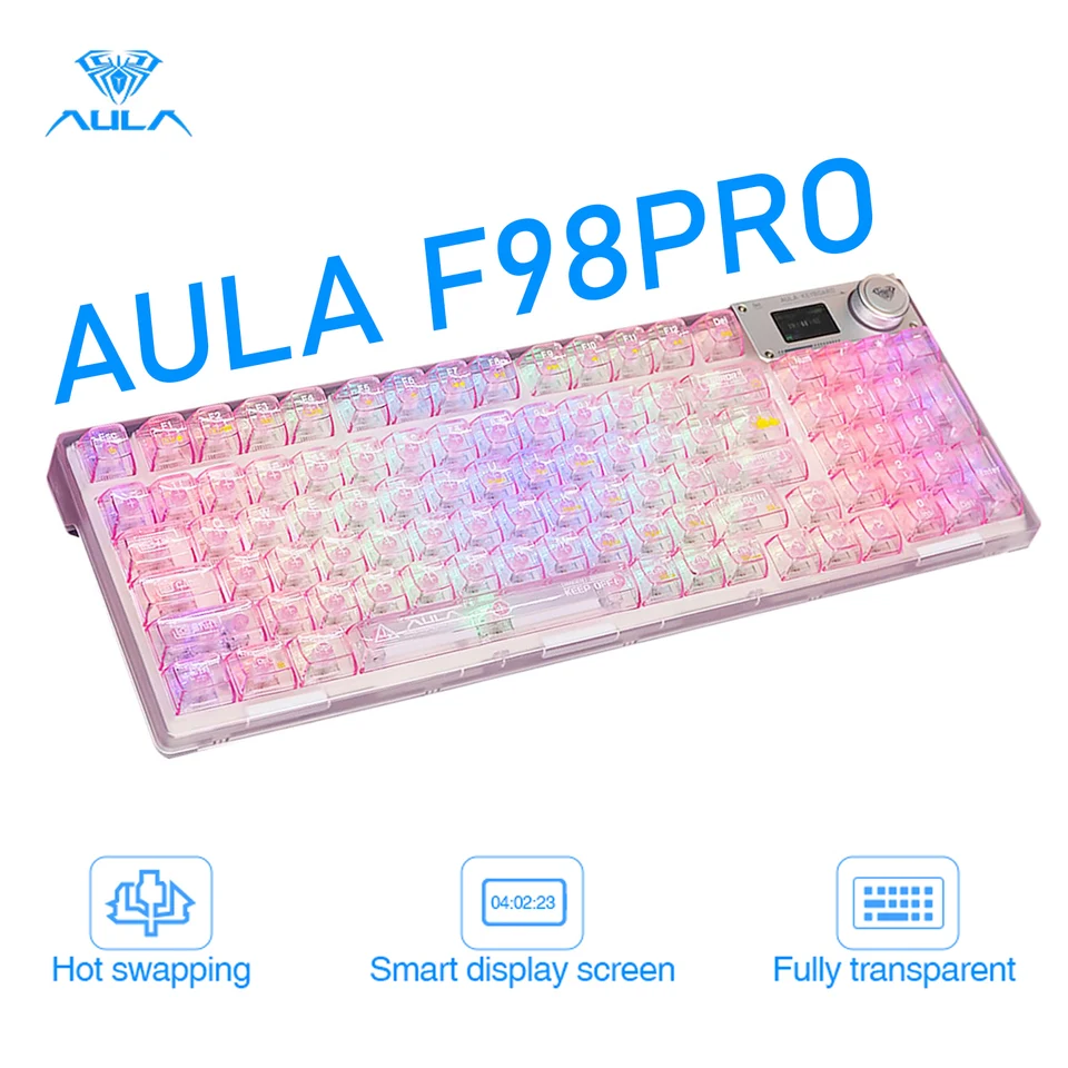 メカニカルゲーミングキーボードAULA-F98プロ,透明キーキャップ