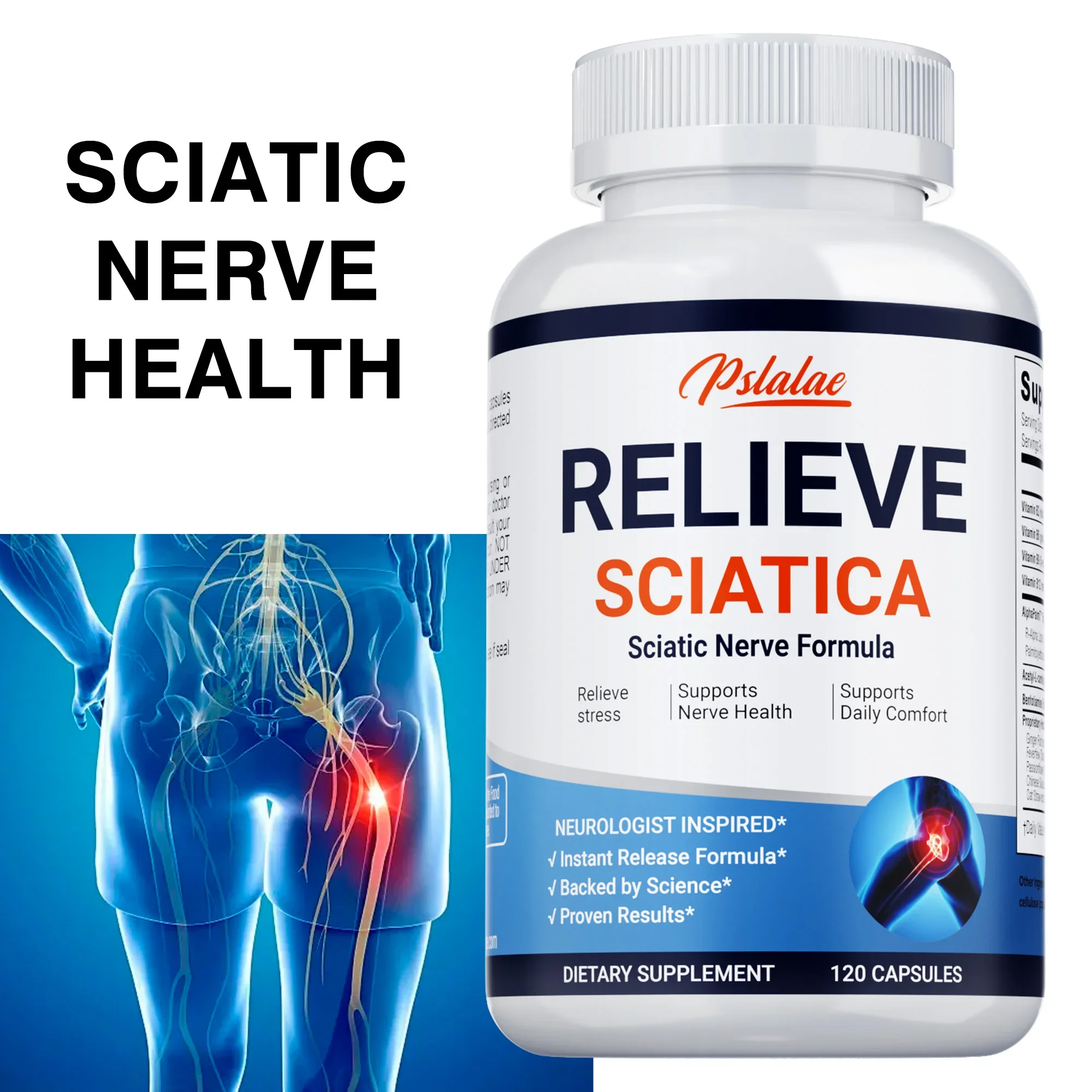 Relieve Sciatica Capsules Reduce Joint Pain Restore Mobility Balance Inflammation Support Nerve & Bone Health 120 Capsules