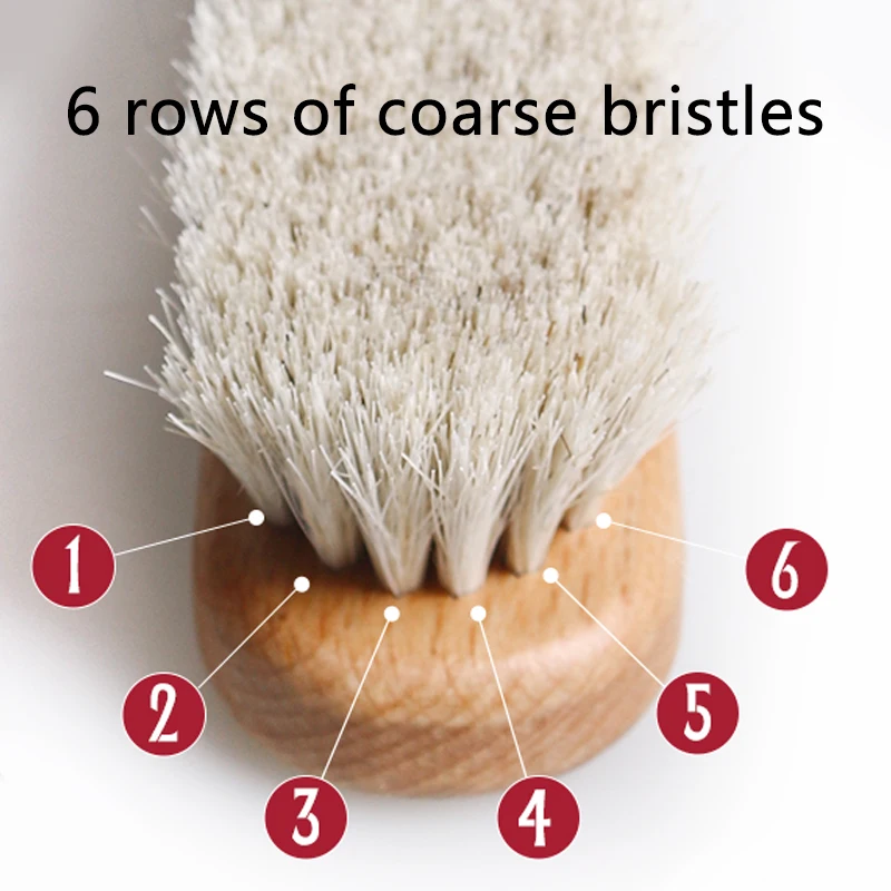 Wave Handle Beech Wood Clothes Brush White Horse Hair Household Cleaning Brush Anti-Static CleanLaundry Cleaning Brush Tool 5