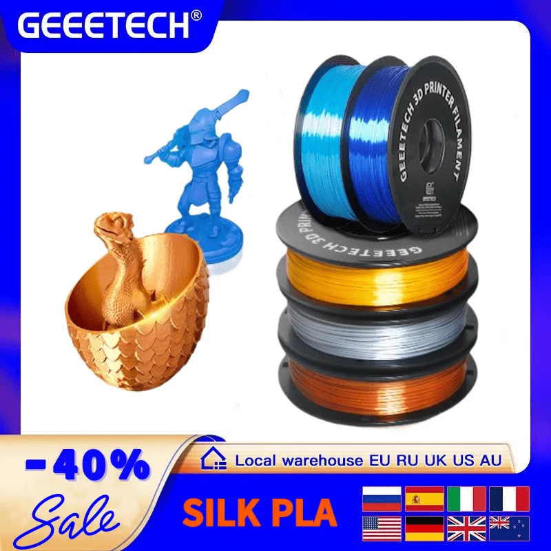GEEETECH 3D Printer PLA Fliament 1.75mm 1kg(2.2lbs) Spool Silky