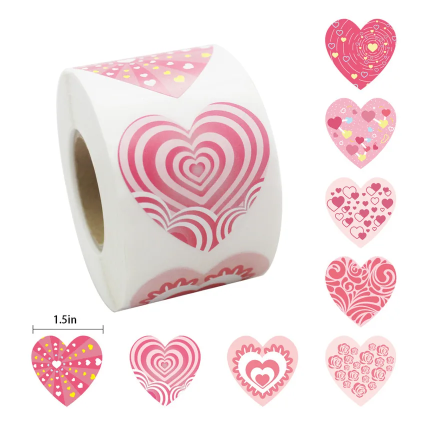 

Love Heart Shaped Label Sticker Valentine's Day Gift Packaging Sealing Wedding Birthday Party Scrapbooking Stationery Stickers