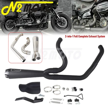 2-into-1 Full Complete Exhaust System Swept-up Muffler Pipes For Harley Softail Low Rider S ST EI Diablo Standard Street Bob 18