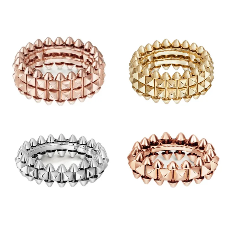

Classic Luxury Brand Class DE CAR Jewelry 925 Sterling Silver bullets Rivet Single and Double Layer Charm Fashion Couple Ring