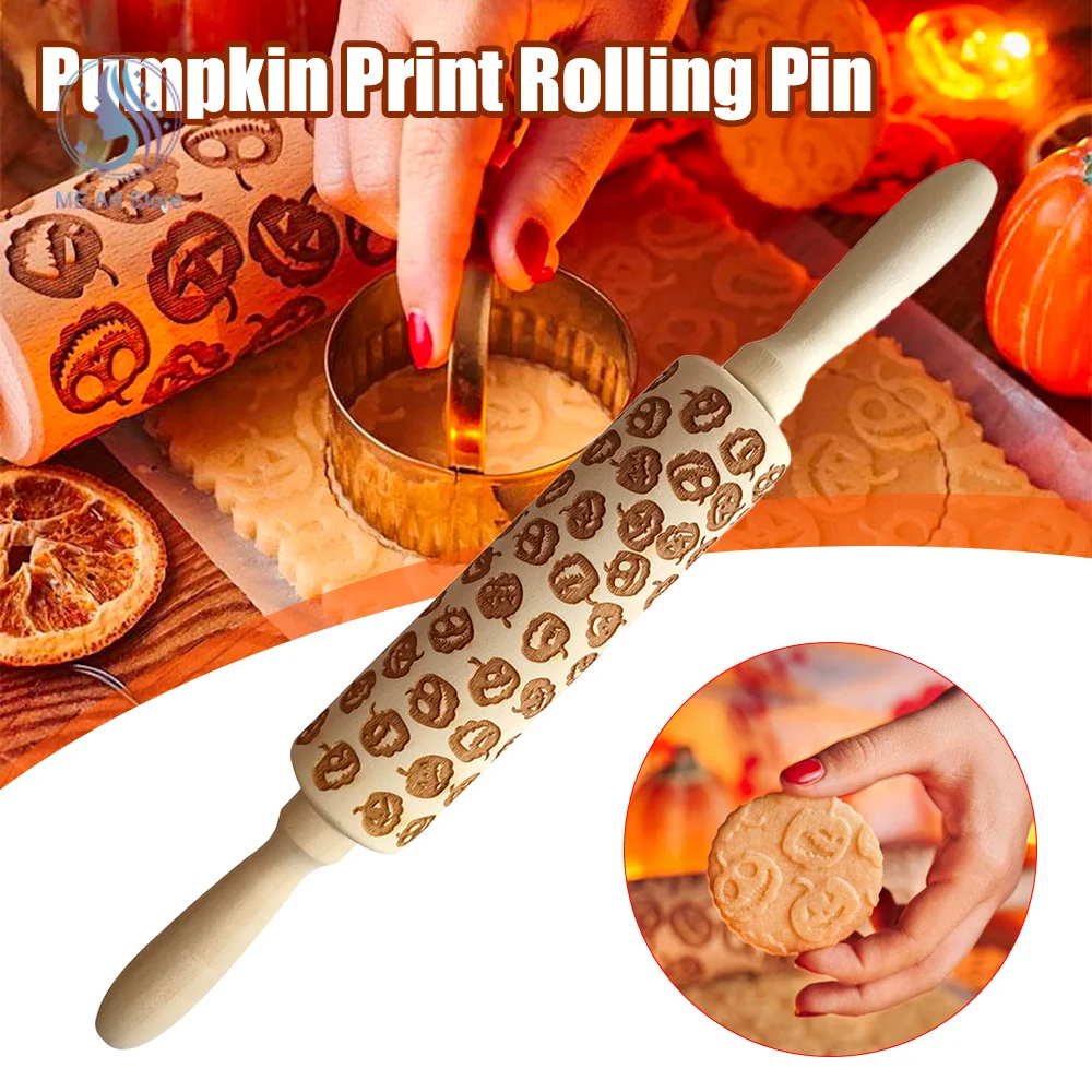 

Christmas Wooden Rolling Pins Rock Snowflake Elk Wooden Embossing Baking Cookies Biscuit Fondant Cake Patterned Roller