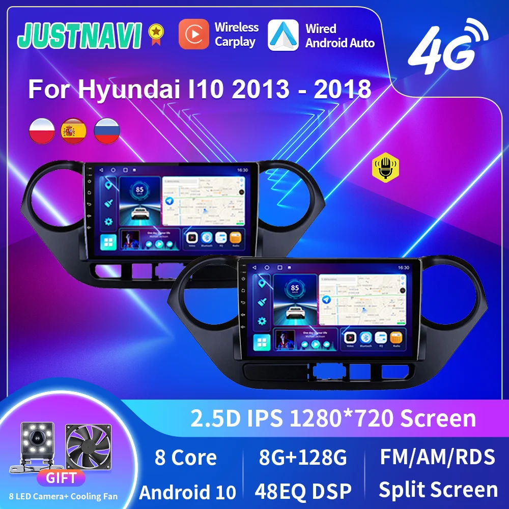 

JUSTNAVI 2din Android Car Radio Android For Hyundai Grand I10 2013-2018 Multimedia Player Video CarPlay Autoardio GPS Navigation