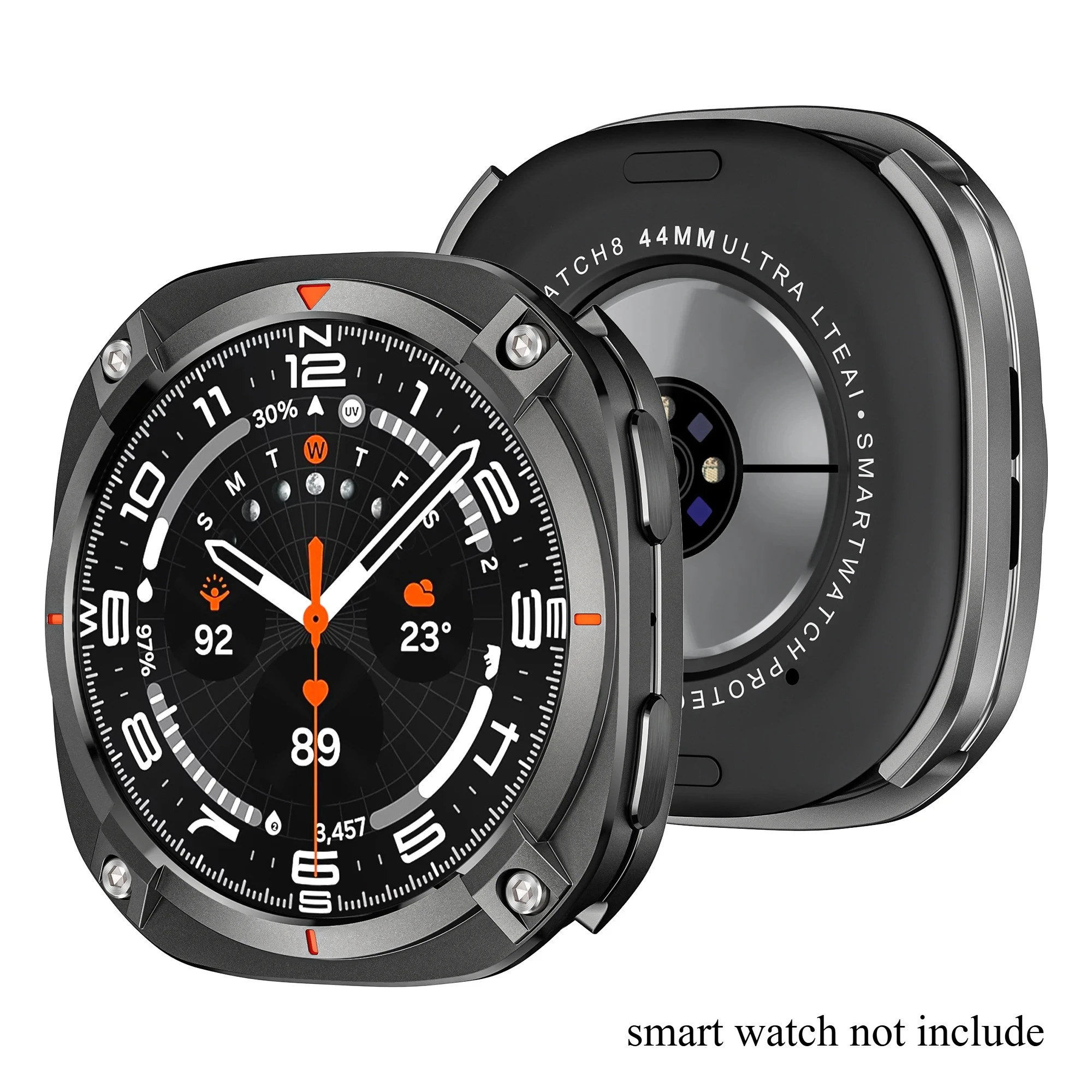 Enhanced Armor Metal Protective Bumper Case for Smartwatch - 44mm Premium Hard Frame Accessory Cover