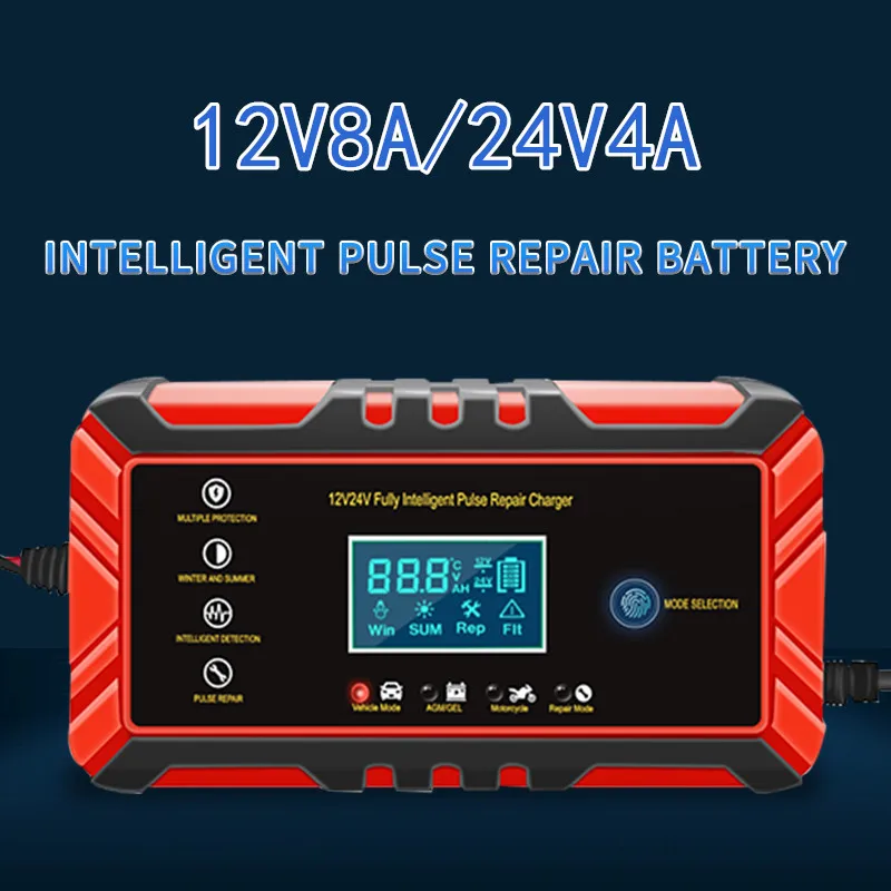 OBDIICAT-C24 Car Battery Charger 24V 12V Full Automatic Car Battery Charger Pulse Repair LCD Display AGM Deep Cycle GEL LeadAcid