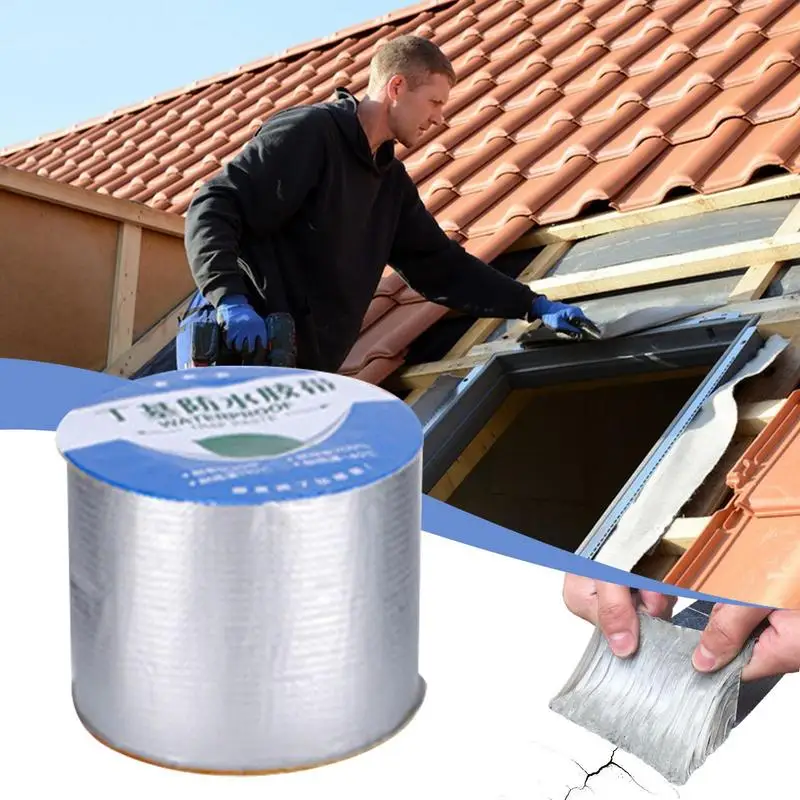 Waterproof Butyl Tape High Temperature Resistance Aluminum Foil Sealing Strap Wall Pool Roof Crack Duct Repair Sealed Self Tape