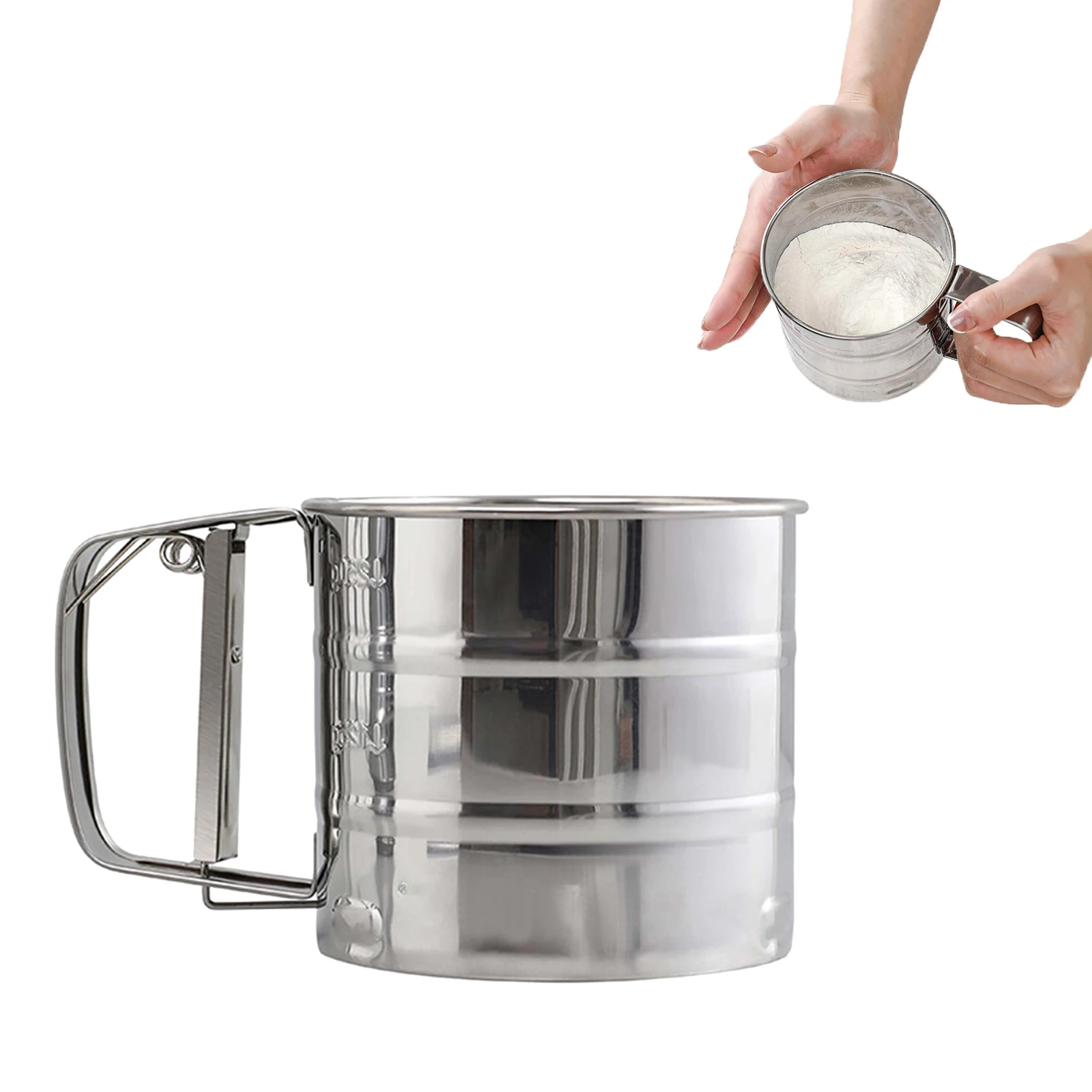 Flour Sifter For Baking Fine Mesh Stainless Steel Strainer Powdered