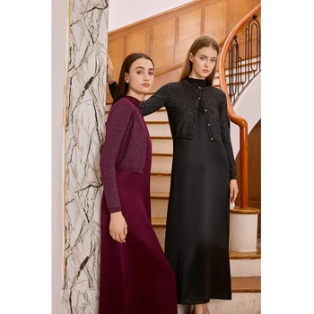 AP Donna 2026 Camicia modale autunno e inverno e abito lungo in raso di acetato con scollo a O Cardigan Lurex Abbigliamento da donna di alta qualità 1