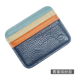 Sleek Genuine Leather Mini Wallet - Slim Credit Card Holder & ID Case (Colorful)
