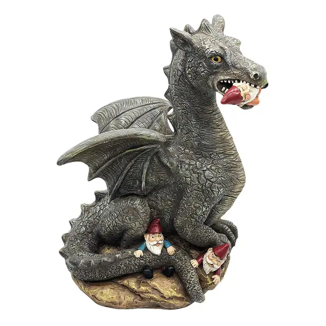 Gyanta Dinoszaurusz Gnóm Szobor Kézzel Festett Kerti Dekoráció - Image 2