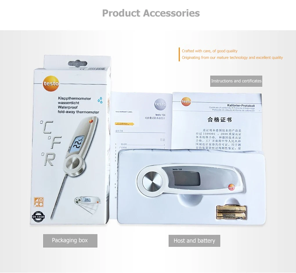 Testo 104 Folding Food Thermometer High Precision Waterproof Digital Thermometer