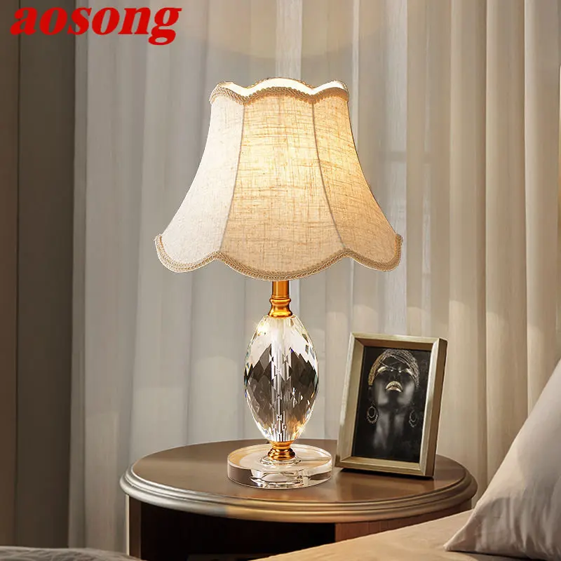 

AOSONG Modern Dimming Table Lamp LED Creative Crystal Desk Light With Remote Control for Home Living Room Bedroom Decor