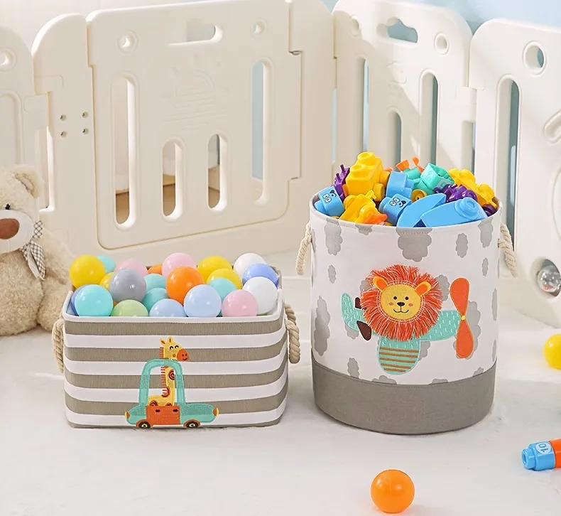 Description Picture 3 of itemFolding Storage Basket Linen Storage Fabric Wardrobe Office Bedroom Closet Toys Laundry Basket With Handle Storage Organizer New