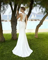 Classic Elegant Wedding Dress Square Collar Mermaid Wedding Gown Customized Women Illusion Lace Bridal Dress Robe De Mariee 2