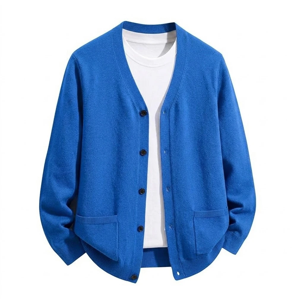 Men's V-Neck Knit Cardigan Sweater Casual Button Down Long Sleeve Warm Coat Jacket Loose Fit Winter Sweatshirts with Pockets