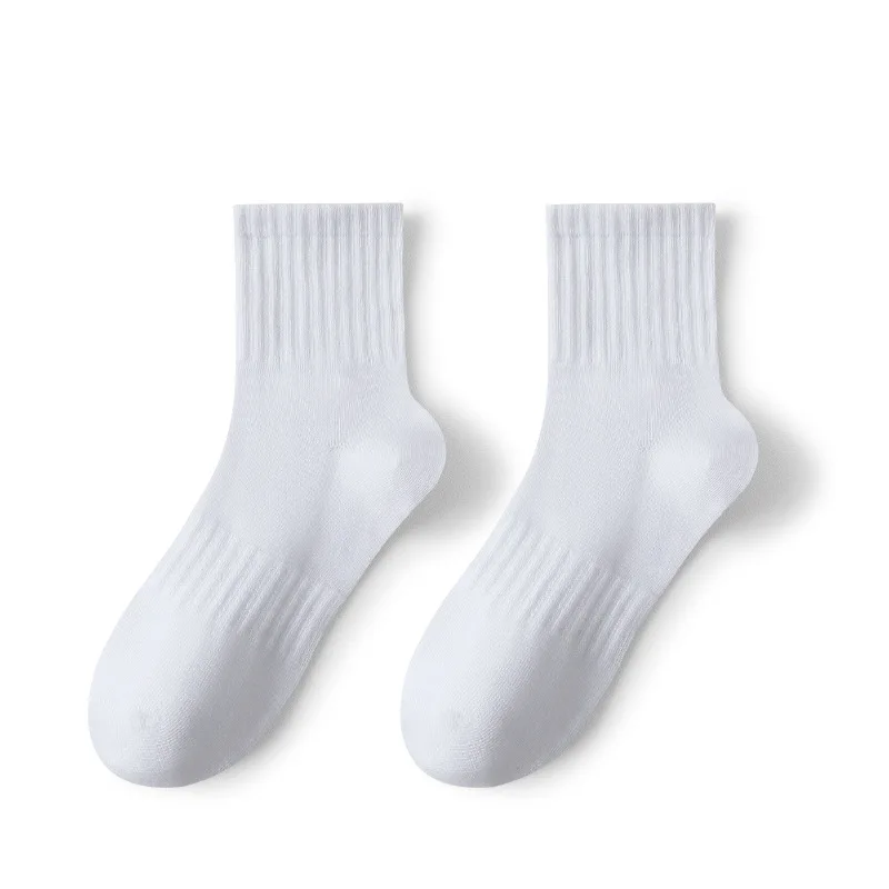 

Summer Men's Middle Tube Pure Cotton High Rubber Band Sports Leisure Basketball Socks Joker Solid Color Basic Model