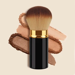 Retractable Powder Foundation and Blush Makeup Brush with Metal Handle (Round)